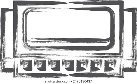 Instrument-related brush-drawn single illustration harmonica