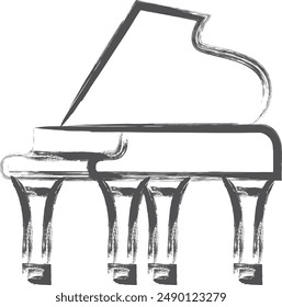 Instrument-related brush-drawn single illustration piano