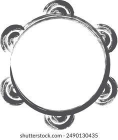 Instrument-related brush-drawn single illustration tambourine