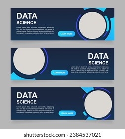 Instruments of data science development web banner design template. Vector flyer with text space. Advertising placard with customized copyspace. Printable poster for advertising. Arial font used