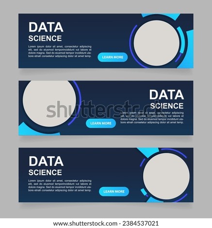 Instruments of data science development web banner design template. Vector flyer with text space. Advertising placard with customized copyspace. Printable poster for advertising. Arial font used