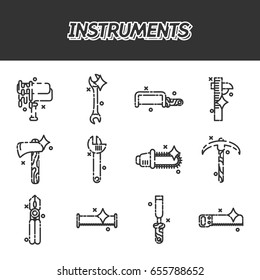 Instruments flat icons set