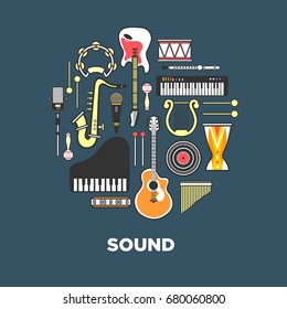 Instruments with great sound formed in circle illustration