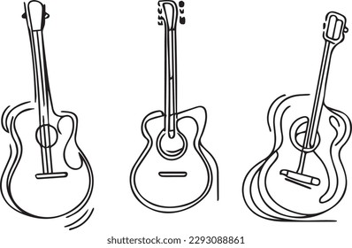 instruments guitar accoustic vector set of 3 