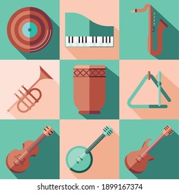 instruments icon collection design, Music sound melody and song theme Vector illustration