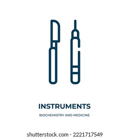 Instruments icon. Linear vector illustration from biochemistry and medicine healthcare collection. Outline instruments icon vector. Thin line symbol for use on web and mobile apps, logo, print media.