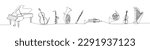 Instruments of the Orchestra set one line art. Continuous line drawing of grand piano, tuba, trumpet, french horn, violin, cello, harp