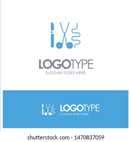Instruments, Surgery, Tools, Medical Blue Solid Logo with place for tagline. Vector Icon Template background