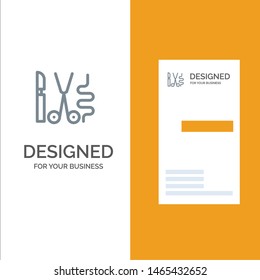 Instruments, Surgery, Tools, Medical Grey Logo Design and Business Card Template. Vector Icon Template background