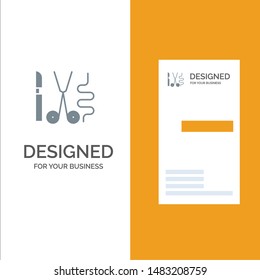 Instruments, Surgery, Tools, Medical Grey Logo Design and Business Card Template