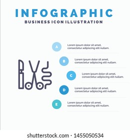 Instruments, Surgery, Tools, Medical Line icon with 5 steps presentation infographics Background