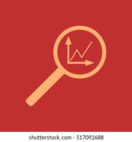 
Instumenty chart with magnifier. Vector icon.