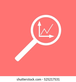 Instumenty chart with magnifier. Vector icon.