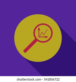 
Instumenty chart with magnifier. Vector icon.