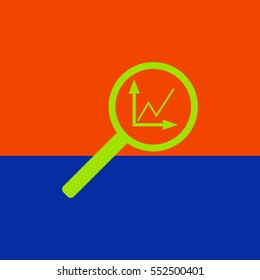 
Instumenty chart with magnifier. Vector icon.