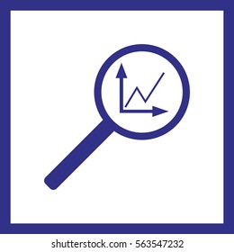 
Instumenty chart with magnifier. Vector icon.