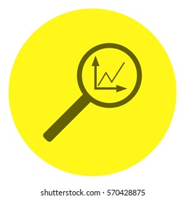 Instumenty chart with magnifier. Vector icon.