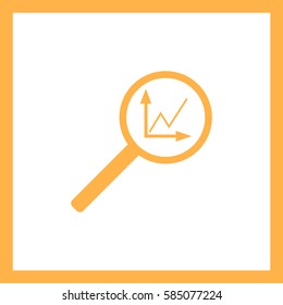 Instumenty chart with magnifier. Vector icon.