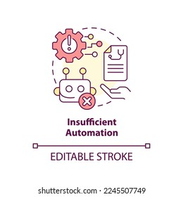 Insufficient automation concept icon. Tech-related challenge in public-health system abstract idea thin line illustration. Isolated outline drawing. Editable stroke. Arial, Myriad Pro-Bold fonts used