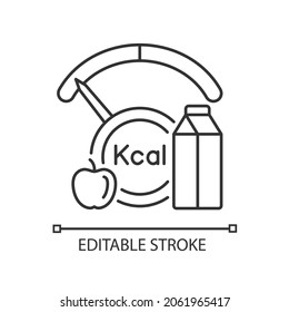 Insufficient calories consumption linear icon. Poor eating. Hunger and poverty. Thin line customizable illustration. Contour symbol. Vector isolated outline drawing. Editable stroke