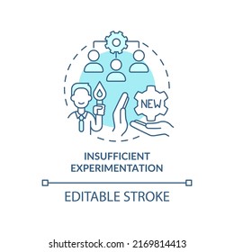 Insufficient experimentation turquoise concept icon. Adaptability enemy in HR abstract idea thin line illustration. Isolated outline drawing. Editable stroke. Arial, Myriad Pro-Bold fonts used