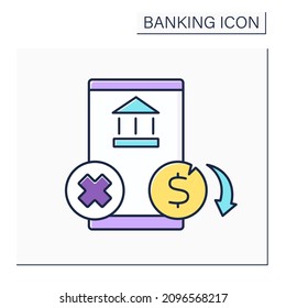 Insufficient funds color icon. Account with not enough money to cover transactions.Banking functions concept. Isolated vector illustration