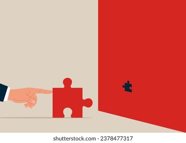 Insufficient size of jigsaw puzzle. problem challenge. Flat vector illustration