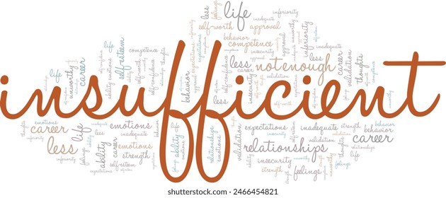 Insufficient word cloud conceptual design isolated on white background.