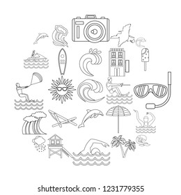 Insular icons set. Outline set of 25 insular vector icons for web isolated on white background