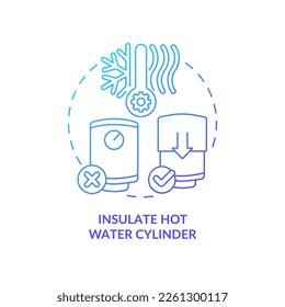 Insulate hot water tank blue gradient concept icon  Boiler blanket  Reduce losing heat  Saving energy abstract idea thin line illustration  Isolated outline drawing  Myriad Pro  Bold font used