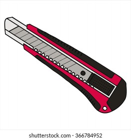 insulated building cutter knife stationery, office, cartoon vector