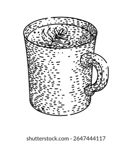 caneca de café isolada desenhada à mão. personalizado, vidro de aço, alça tumbler isolada caneca de café esboço vetor. ilustração preta isolada