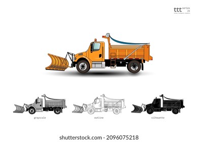 Insulated colored truck. Winter service vehicle or snow removal vehicle