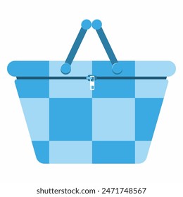 Insulated cooler basket for picnic vector cartoon illustration isolated on a white background.