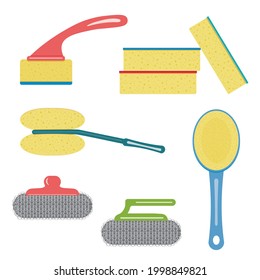 Insulated dish washing sponges, set, color vector illustration in flat style