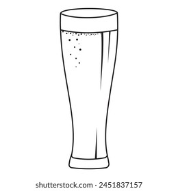 Insulated glass with beer drink, vector illustration black outline doodle style