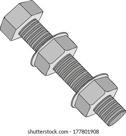 insulated metal bolt, nut, vector illustration