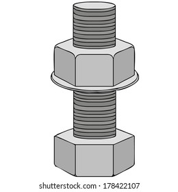 insulated metal bolt, nut, vector illustration