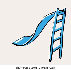 insulated metal slide with ladder for playground. object for logo poster sticker design