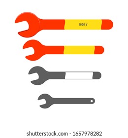 Insulated  Open End Wrench. Tool for electrician. Safe tightening bolts, nuts and lugs.