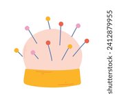 Insulated pin cushion. Sewing pins.