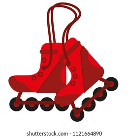 Insulated roller skates. Red rollers. Flat style. Vector illustration