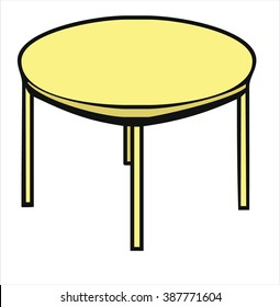 insulated round table cartoon vector