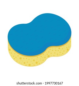 Insulated sponge for washing dishes and cleaning the house, color vector illustration in the flat style