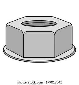 insulated steel hex nut, hardware, vector illustration