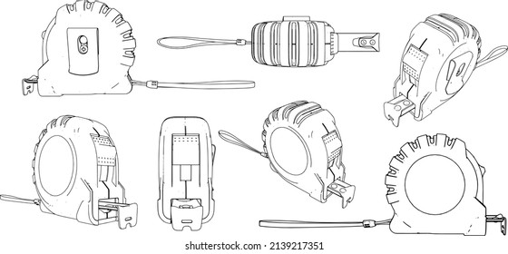 Insulated tape measure with various angles and contour. Vintage style