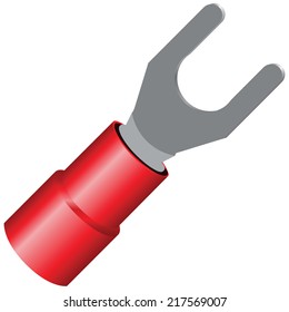 Insulated Terminal Spade for screw mounting wires. Vector illustration.