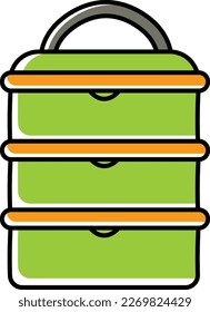 Insulated Tiffin Box vector color omission icon design, Camping and outdoor symbol, extreme sports equipment sign, Wildlife and Expedition illustration, Stackable Lunch Container concept