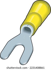 Insulated Tongue Spade Terminal Vector Illustration