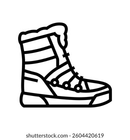 insulated winter boots footwear tourism line icon vector. insulated winter boots footwear tourism sign. isolated contour symbol black illustration